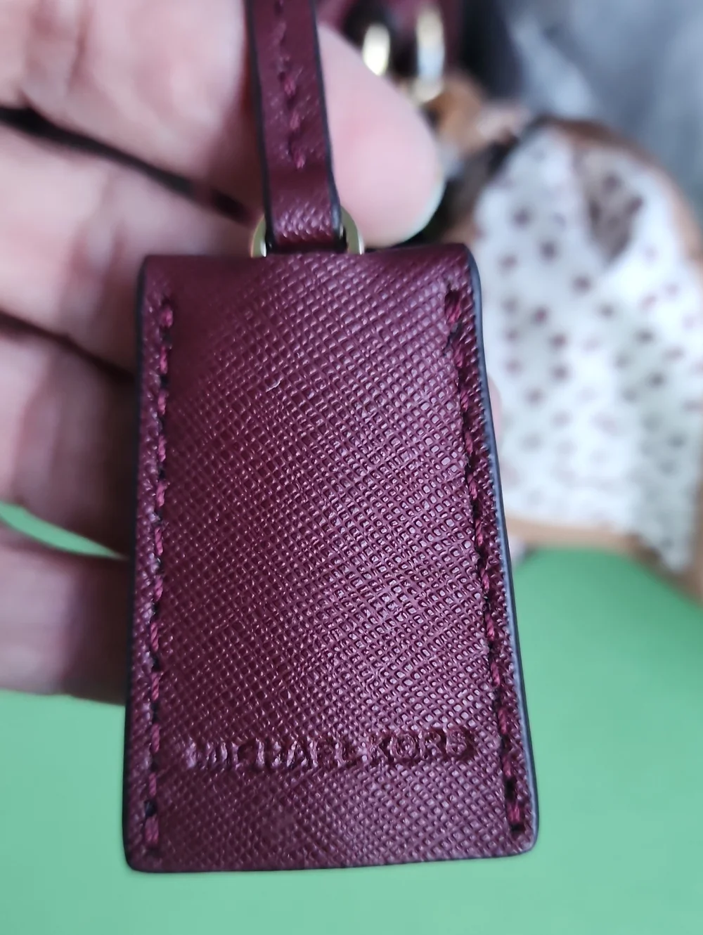 Michael Kors Hamilton Large Saffiano Leather Tote Bag Merlot Burgundy Gold